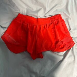carnation red lululemon hotty hot shorts 2.5 inch low rise